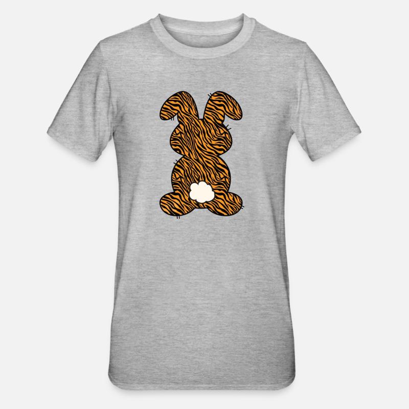Tiger Pattern Rabbit Easter - Unisex Polycotton T-Shirt - heather grey