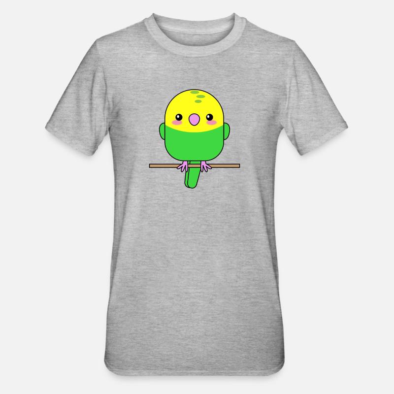 Perroquet Budgerigar - T-shirt polycoton Unisexe - gris chiné