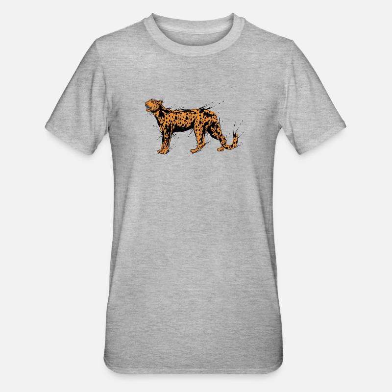 Guépard léopard - T-shirt polycoton Unisexe - gris chiné