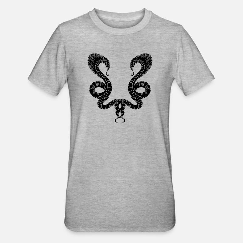 Zwei schwarze Schlangen - Unisex Polycotton T-Shirt - Grau meliert