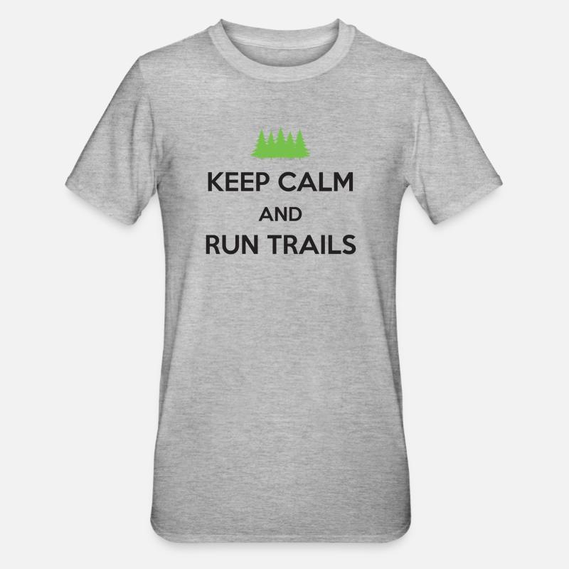 Keep Calm and Run Trails - Unisex Polycotton T-Shirt - heather grey