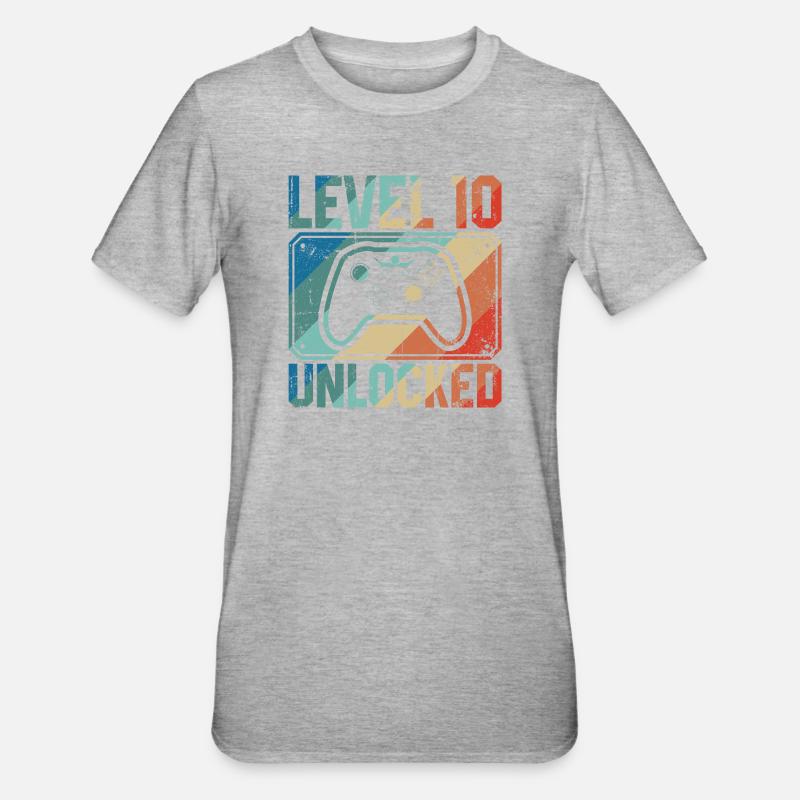 Level 10 freigeschalteter Controller - Unisex Polycotton T-Shirt - Grau meliert