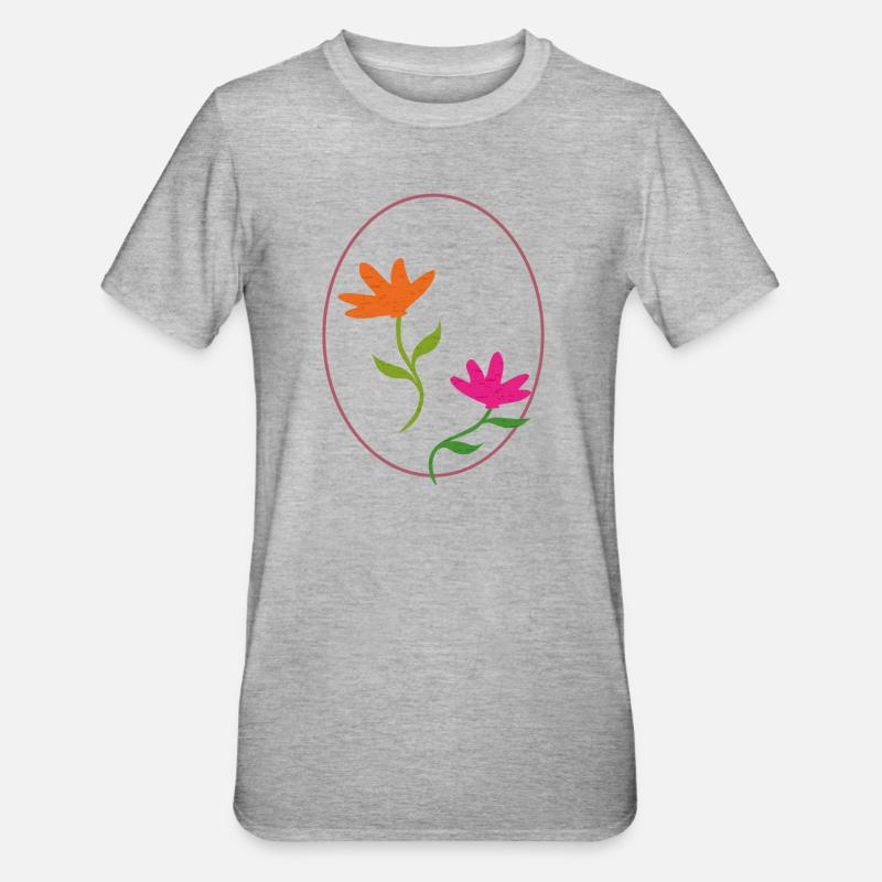 Easter egg with two flowers - Unisex Polycotton T-Shirt - heather grey