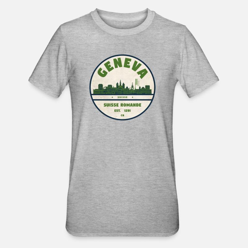 Genf Skyline Badge Romande - Unisex Polycotton T-Shirt - Grau meliert