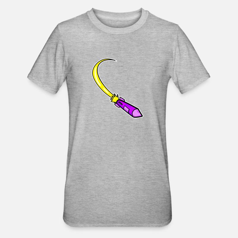 Fusée violette - T-shirt polycoton Unisexe - gris chiné