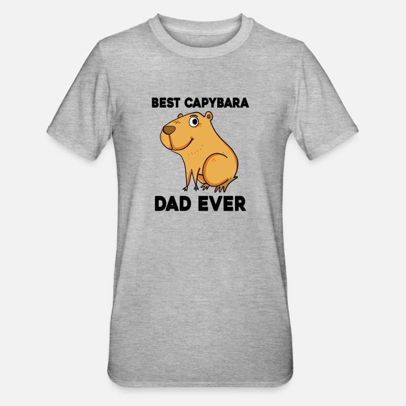 Capybara Père Capybara Capybara Cochon - T-shirt polycoton Unisexe - gris chiné