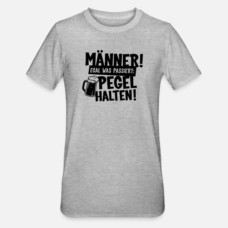 Männer Pegel halten Bier - Unisex Polycotton T-Shirt - Grau meliert