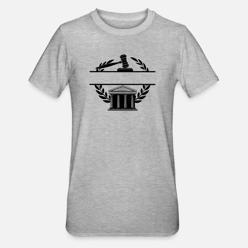 Anwaltsmonogramm Gerichtsgebäude - Unisex Polycotton T-Shirt - Grau meliert