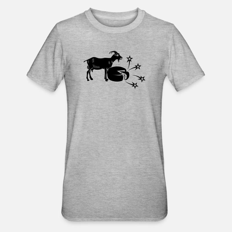 Fromage en tranches et chèvre, - T-shirt polycoton Unisexe - gris chiné
