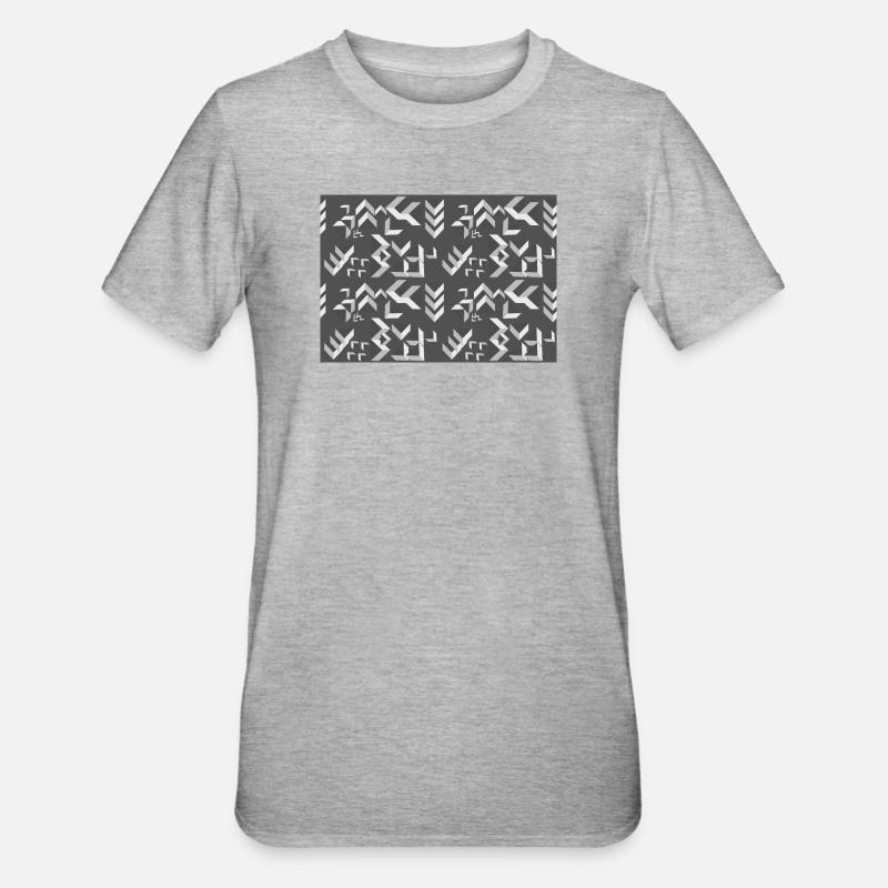 Deco pattern triangles grey-white - Unisex Polycotton T-Shirt - heather grey