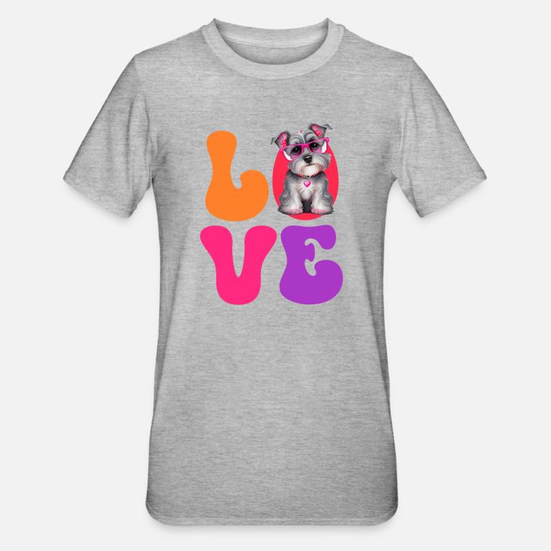 Schnauzer miniature de chien - T-shirt polycoton Unisexe - gris chiné