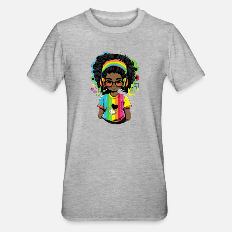 Pull reggae lumineux avec motif arc-en-ciel - T-shirt polycoton Unisexe - gris chiné