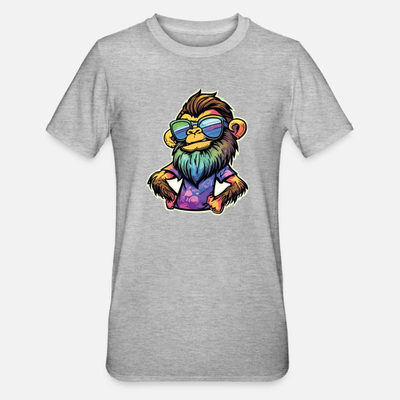 Funky Affe - Unisex Polycotton T-Shirt - Grau meliert
