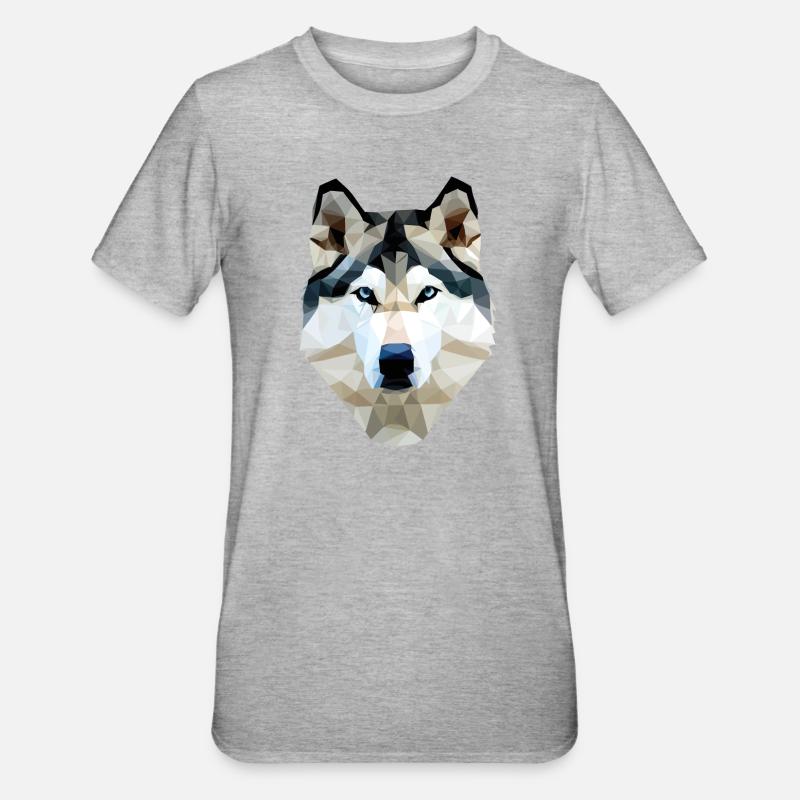 Polygone de chien husky - T-shirt polycoton Unisexe - gris chiné