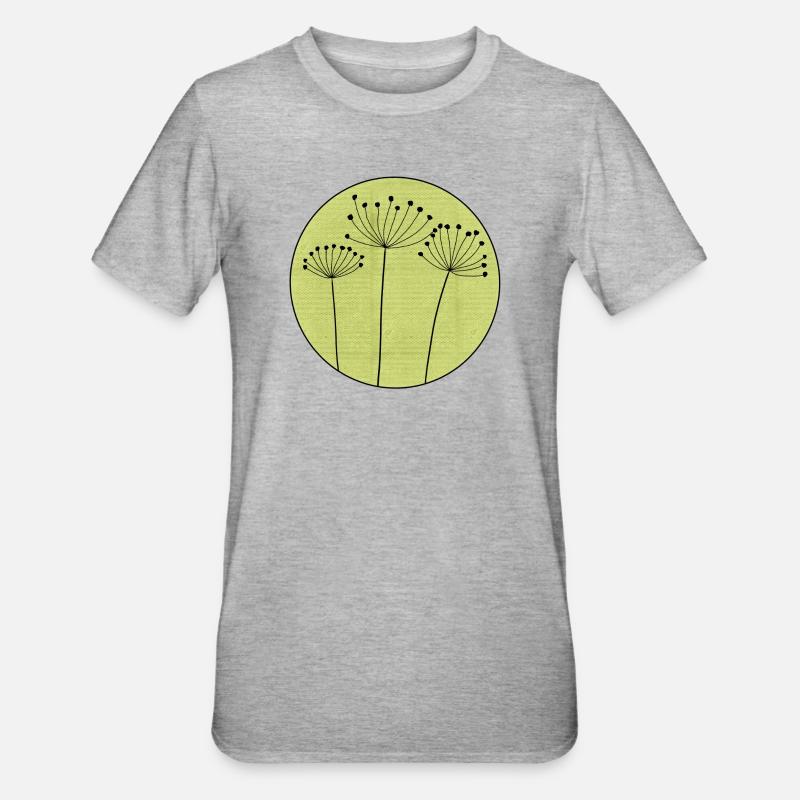 Fleur séchée Minimale - T-shirt polycoton Unisexe - gris chiné