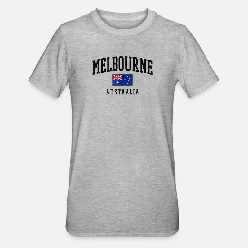 Melbourne, Australie, Conception du drapeau - T-shirt polycoton Unisexe - gris chiné