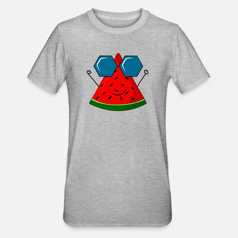 Sommer, Wassermelone, Sonne - Unisex Polycotton T-Shirt - Grau meliert