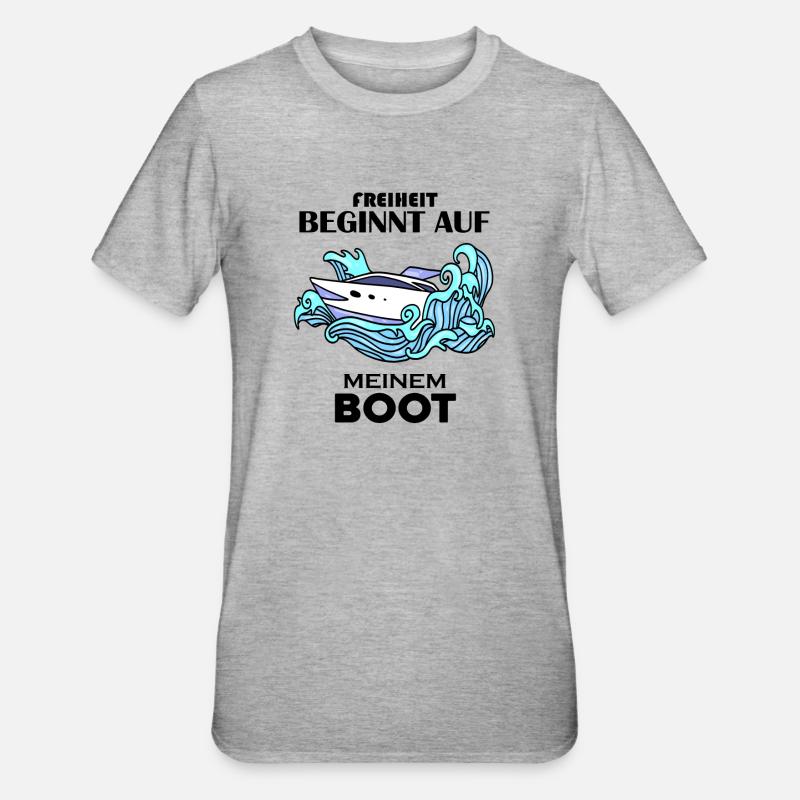 Boote Motorboot - Unisex Polycotton T-Shirt - Grau meliert