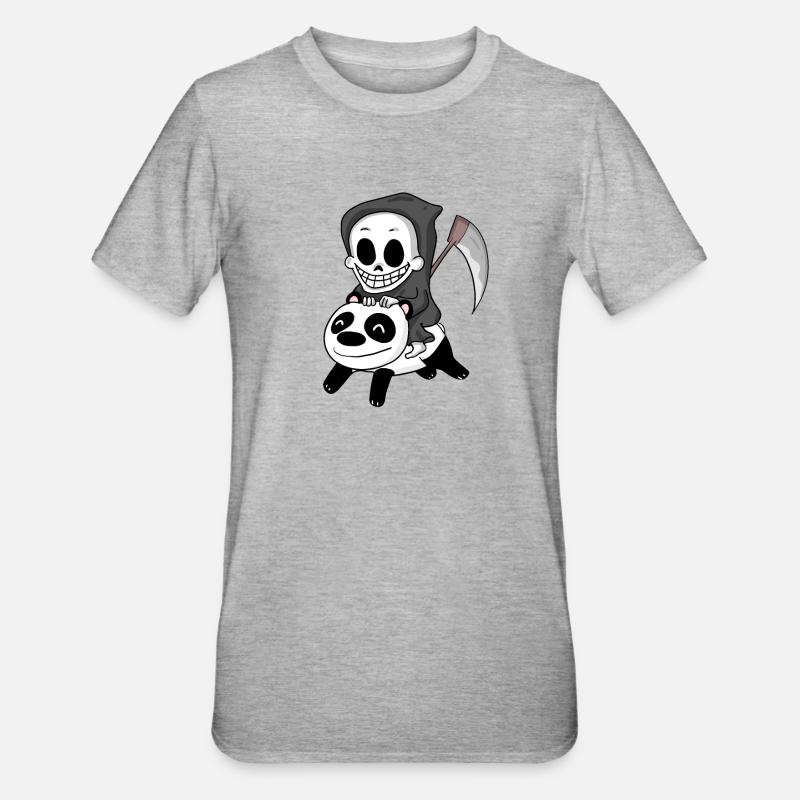Grim Reaper Panda - Unisex Polycotton T-Shirt - heather grey