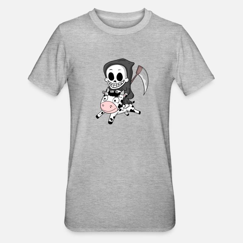Sensenmann Kuh - Unisex Polycotton T-Shirt - Grau meliert