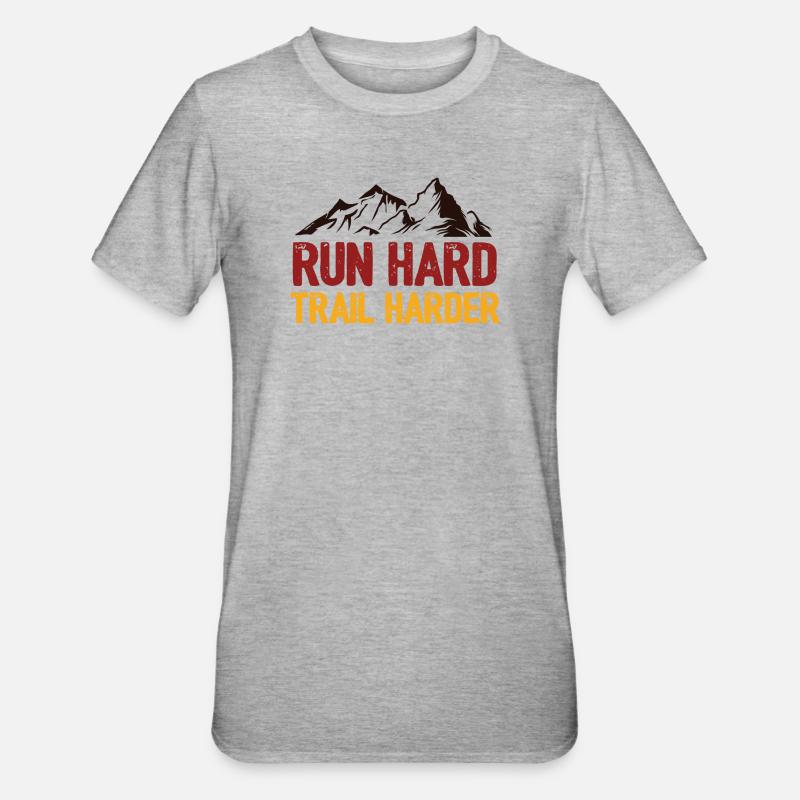 Courez fort. Trail plus difficile. - T-shirt polycoton Unisexe - gris chiné