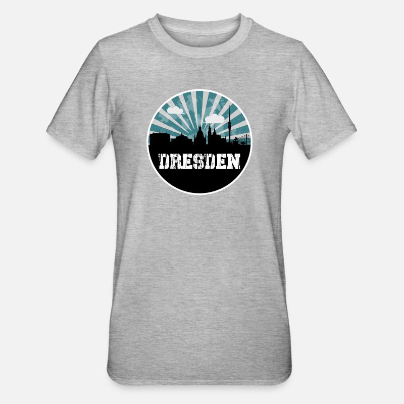 Dresden Blue Hour Skyline - Unisex Polycotton T-Shirt - heather grey
