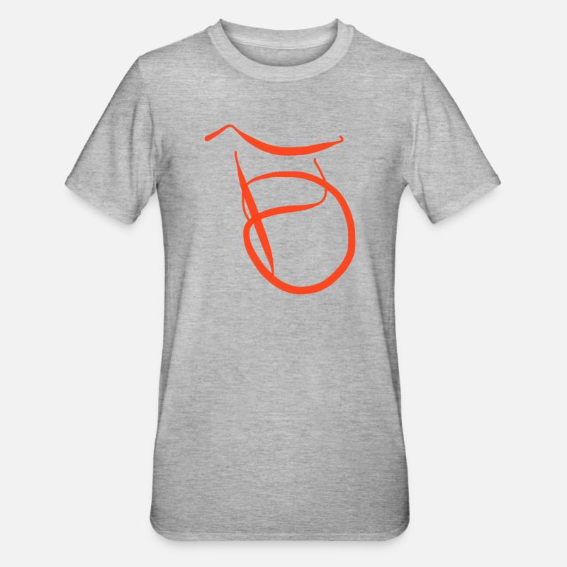 Orange B sur pull noir - T-shirt polycoton Unisexe - gris chiné