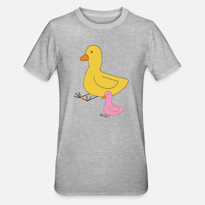 ente mutter kind - Unisex Polycotton T-Shirt - Grau meliert