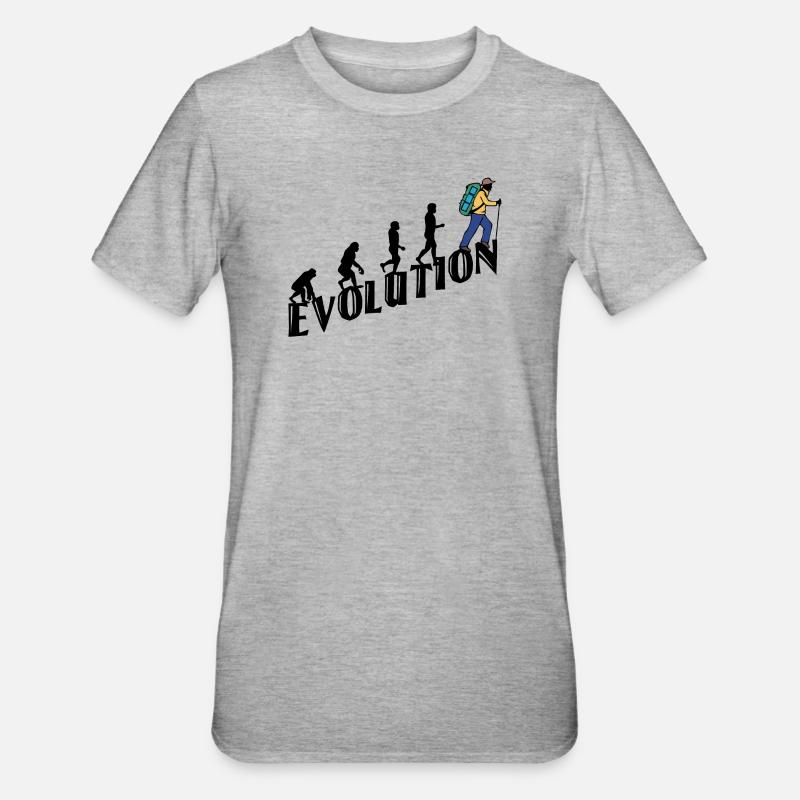 Hiking Evolution Hiker Hike Climbing - Unisex Polycotton T-Shirt - heather grey