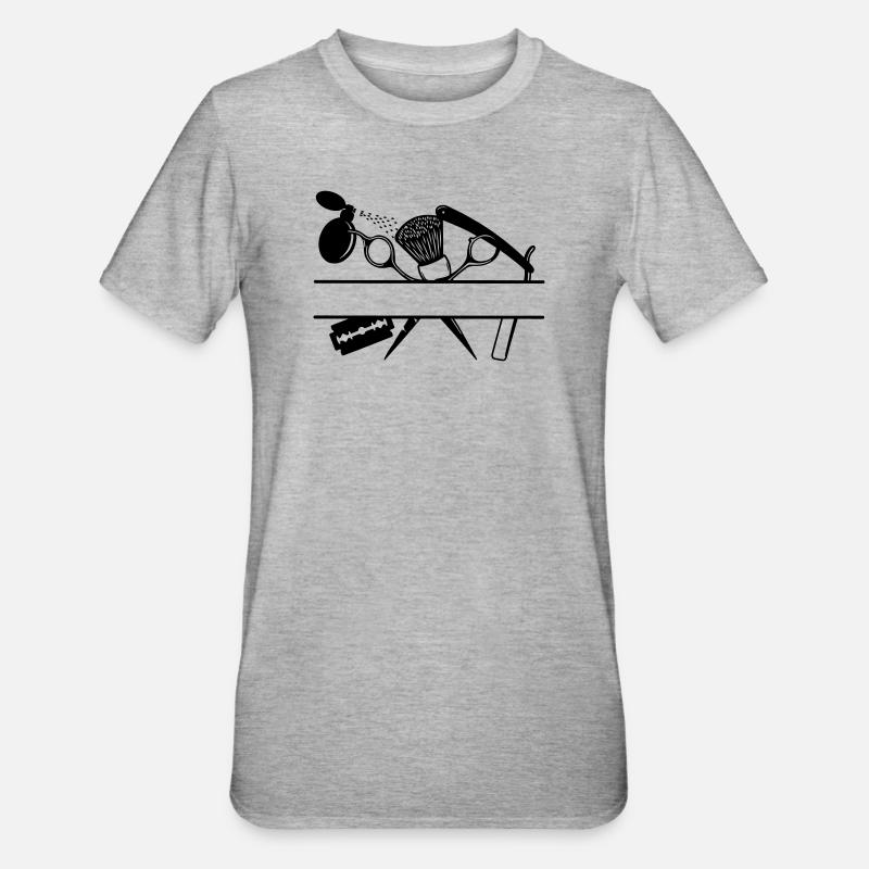 Bannière de texte d’attributs de coiffeurs - T-shirt polycoton Unisexe - gris chiné
