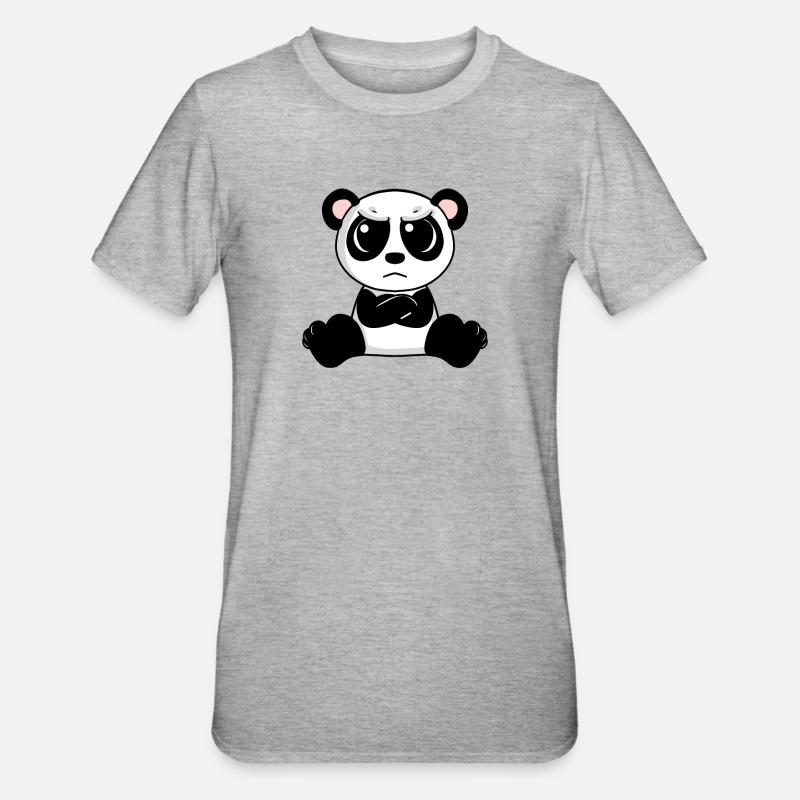 Panda en colère - T-shirt polycoton Unisexe - gris chiné