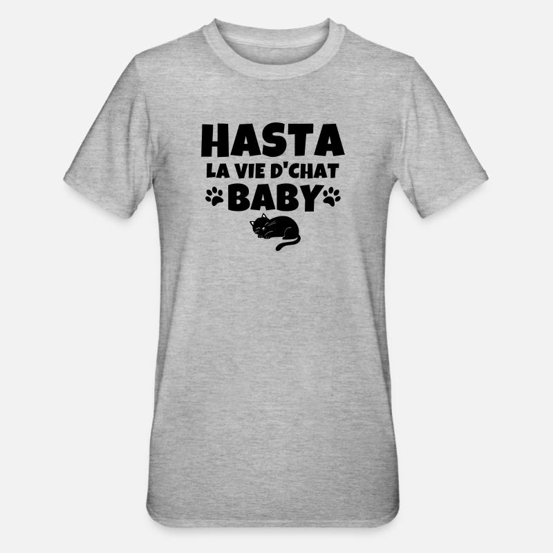 chat, chat mignon, chat doux - T-shirt polycoton Unisexe - gris chiné