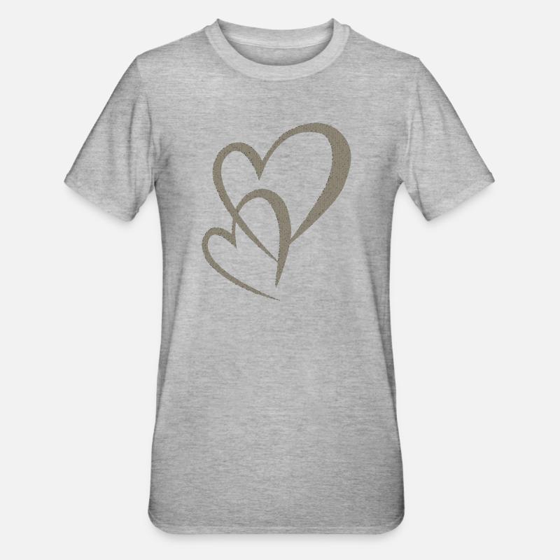 herzen doppelt gewebe - Unisex Polycotton T-Shirt - Grau meliert