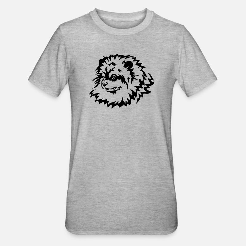 Zwergspitz Kopf - Unisex Polycotton T-Shirt - Grau meliert