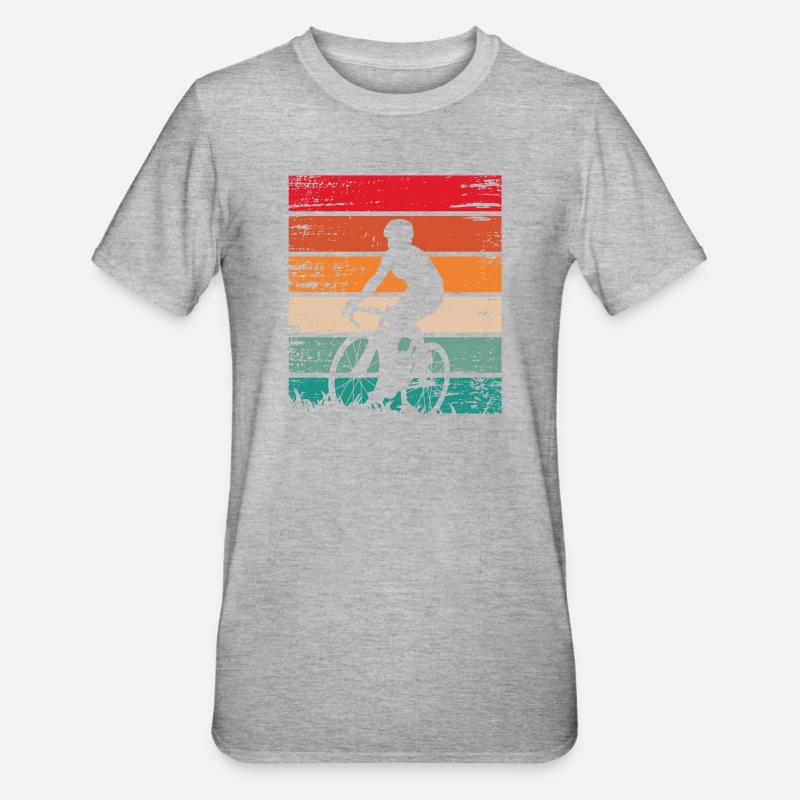 Retro Sunset Cyclist - Unisex Polycotton T-Shirt - heather grey