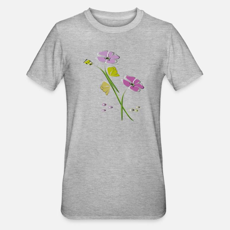 Blumen, Fleurs - T-shirt polycoton Unisexe - gris chiné