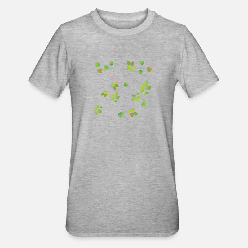 Spring Leaves Pattern - Unisex Polycotton T-Shirt - heather grey