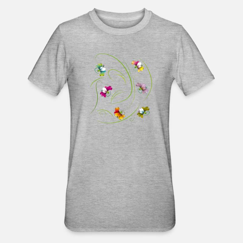 vrille florale, fleurs - T-shirt polycoton Unisexe - gris chiné