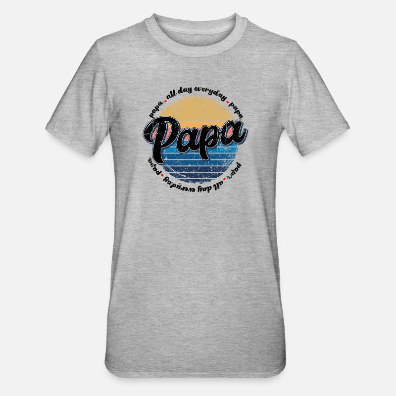 Papa Retro Sunset Script - Unisex Polycotton T-Shirt - heather grey