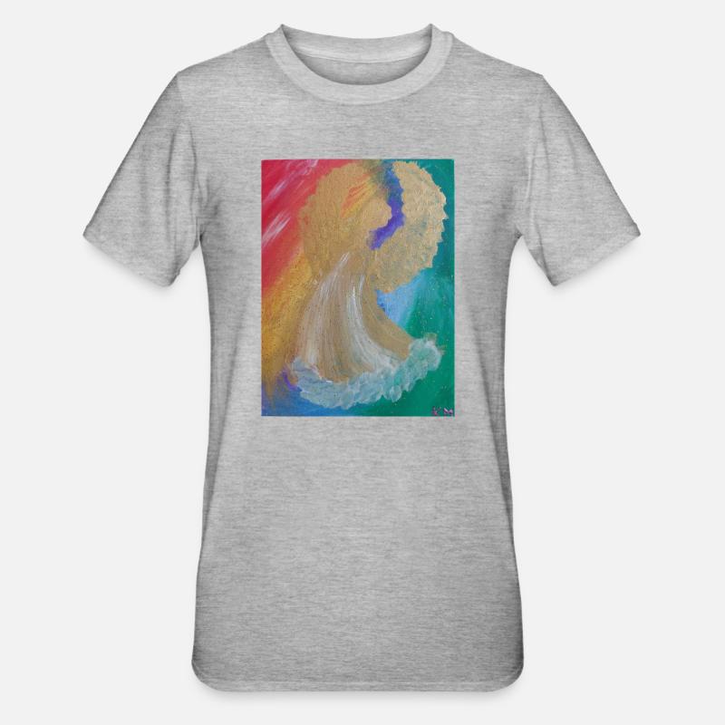 Regenbogenengel - Engel des Einklangs - Engelbild - Unisex Polycotton T-Shirt - Grau meliert
