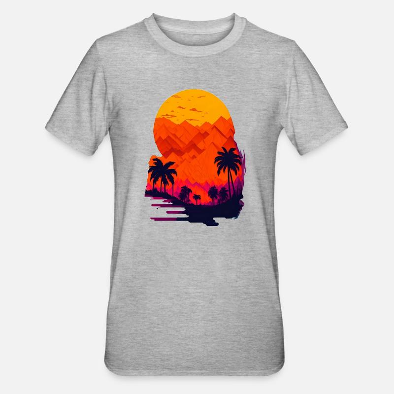 Coucher de soleil dans le désert - T-shirt polycoton Unisexe - gris chiné