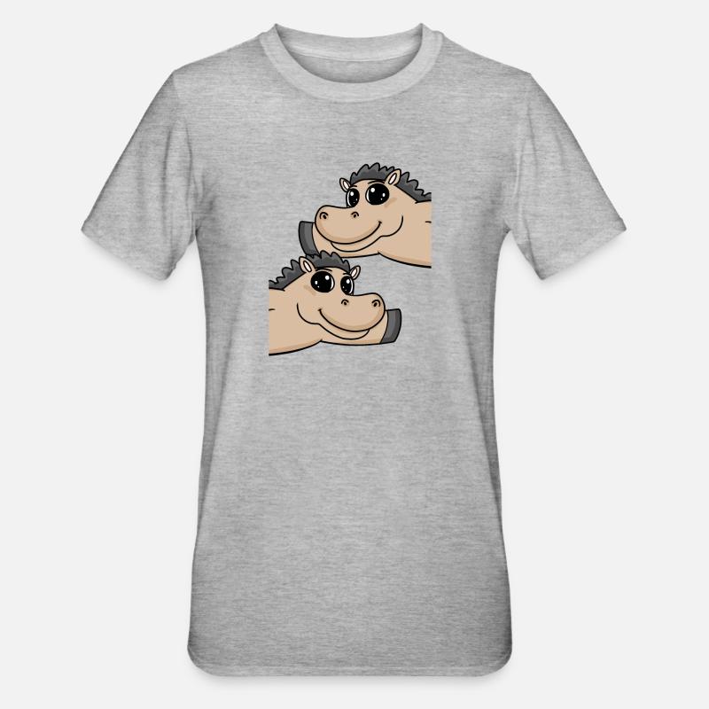 Chevaux à cheval - T-shirt polycoton Unisexe - gris chiné