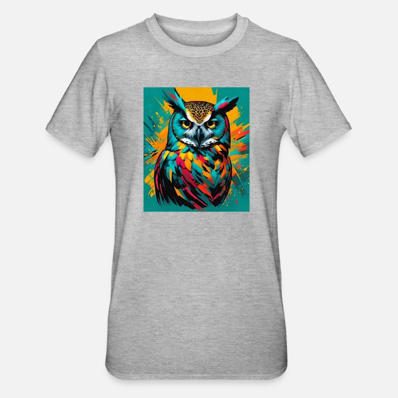 Eule - Unisex Polycotton T-Shirt - Grau meliert