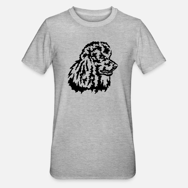 Grosse tête de caniche - T-shirt polycoton Unisexe - gris chiné