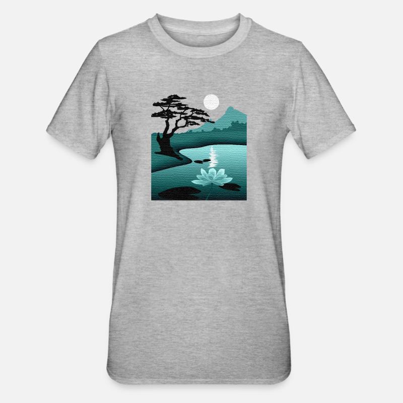 Mondlandschaft by Night with Structure - Unisex Polycotton T-Shirt - Grau meliert