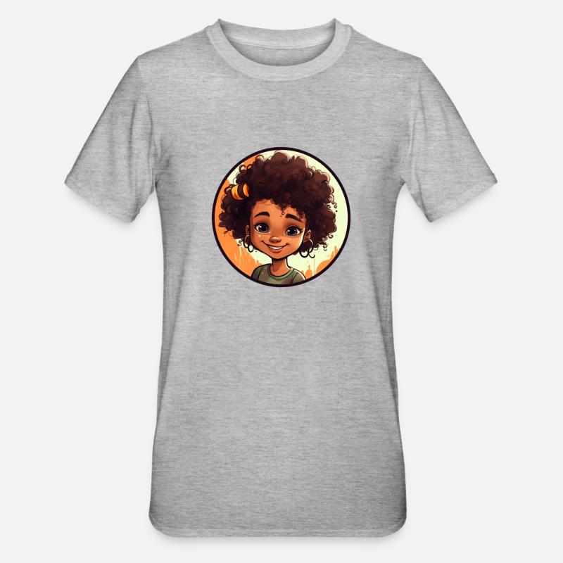 Lebendige Comic-Charakter Illustration - Unisex Polycotton T-Shirt - Grau meliert