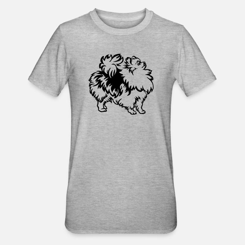Zwergspitz - Unisex Polycotton T-Shirt - Grau meliert