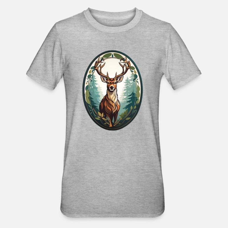 Deer - Unisex Polycotton T-Shirt - heather grey