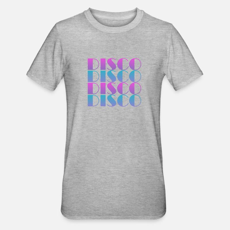 Lebendiges Disco-Textmuster-Design - Unisex Polycotton T-Shirt - Grau meliert