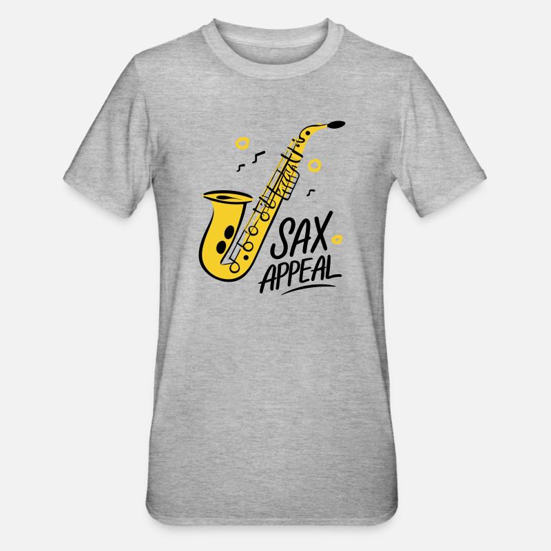 Saxophone Doré Jazz Graphique - T-shirt polycoton Unisexe - gris chiné